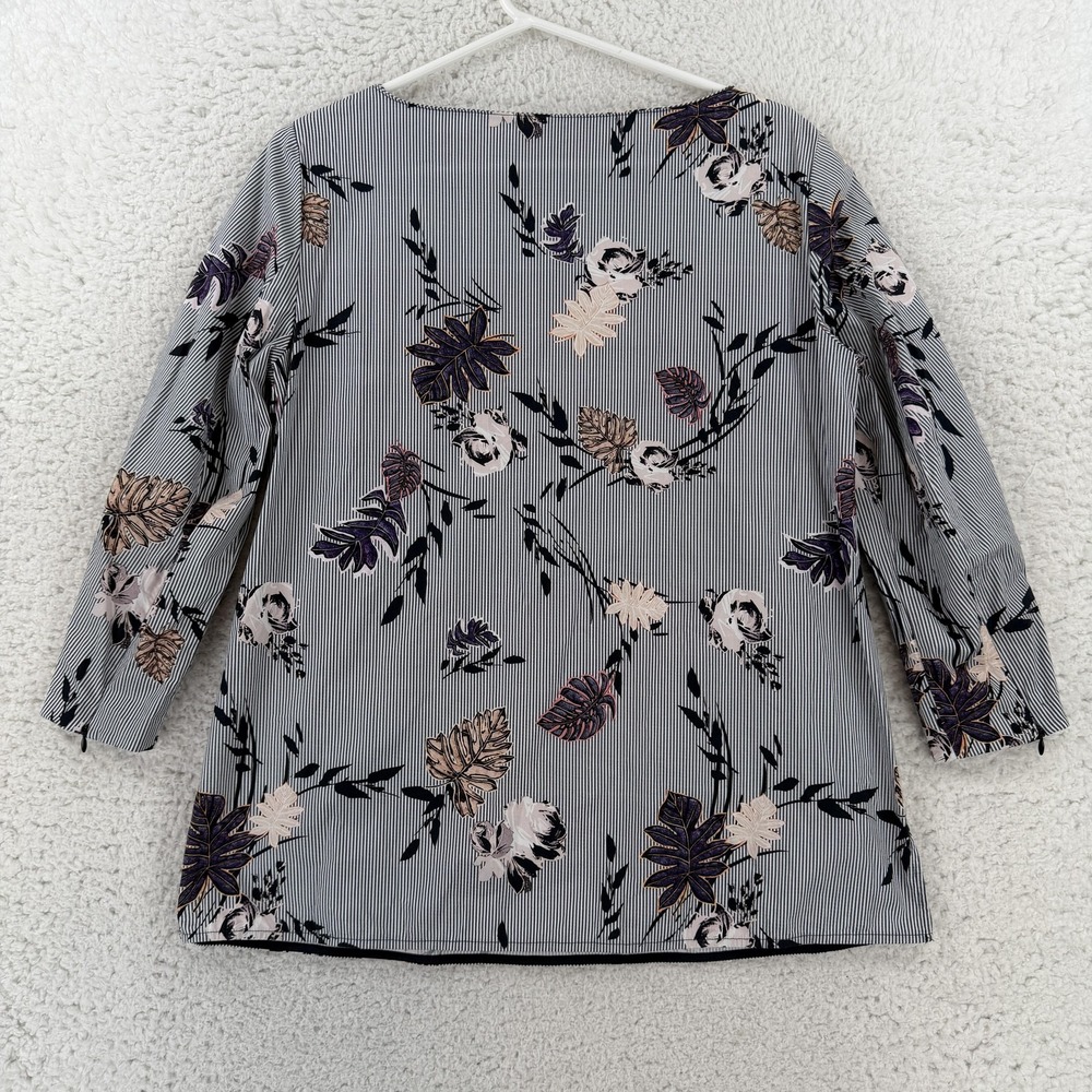 Lafayette 148 New York Blouse Womens 6 Multicolor Floral 3/4 Sleeve Tunic Top - Picture 2 of 8
